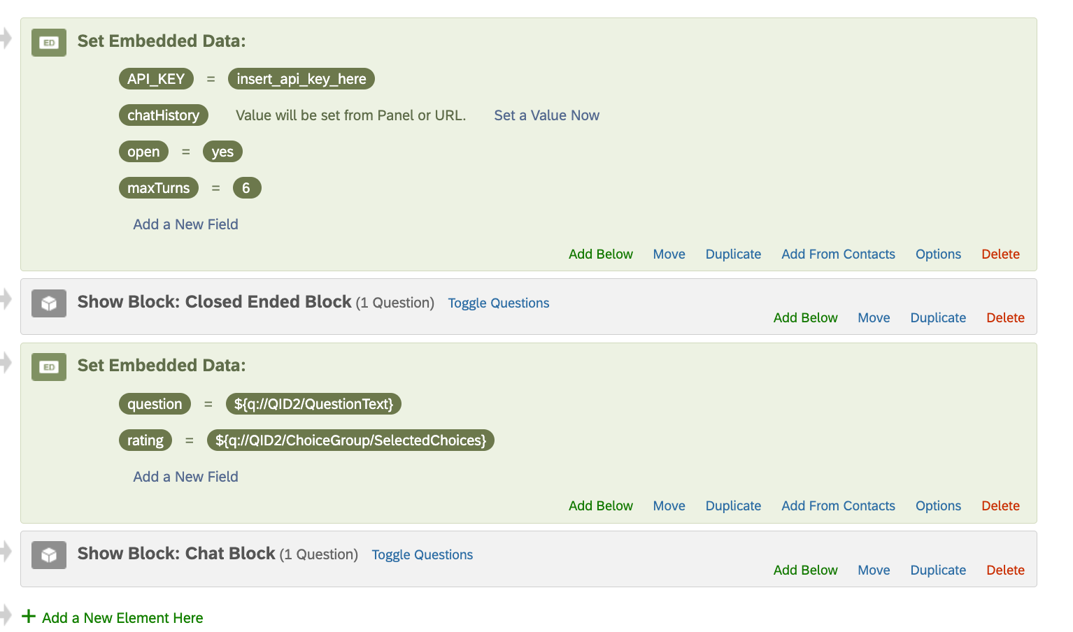 Embedded Data Fields Configuration